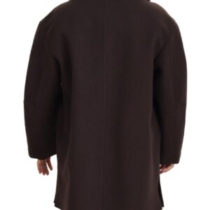 Dolce & Gabbana Elegant Dark Brown Shearling Coat Jacket