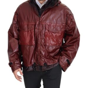 Dolce & Gabbana Elegant Bordeaux Full Zip Hooded Jacket