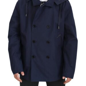 Dolce & Gabbana Elegant Double-Breasted Blue Parka Jacket