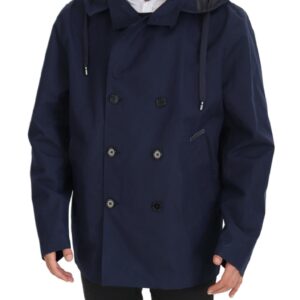 Dolce & Gabbana Elegant Double-Breasted Blue Parka Jacket