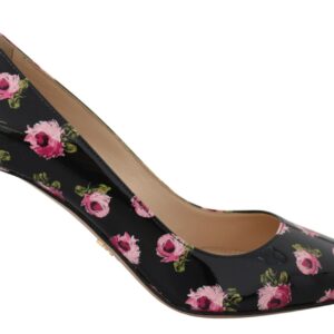 Prada Elegant Floral Print Leather Pumps