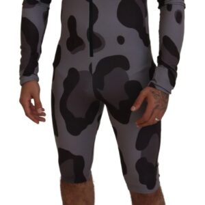 Dolce & Gabbana Elite Gray Patterned Men’s Wetsuit Swimwear