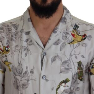 Dolce & Gabbana Elegant Silk Bird Print Casual Shirt