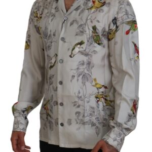 Dolce & Gabbana Elegant Silk Bird Print Casual Shirt