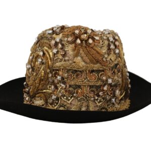 Dolce & Gabbana Elegant Black Gold Studded Fedora