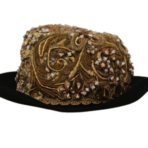 Dolce & Gabbana Elegant Black Gold Studded Fedora