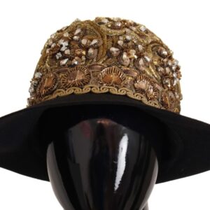 Dolce & Gabbana Elegant Black Gold Studded Fedora