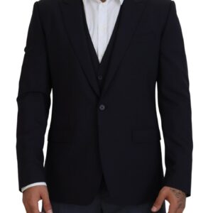 Dolce & Gabbana Elegant Navy Wool Blend Martini Blazer