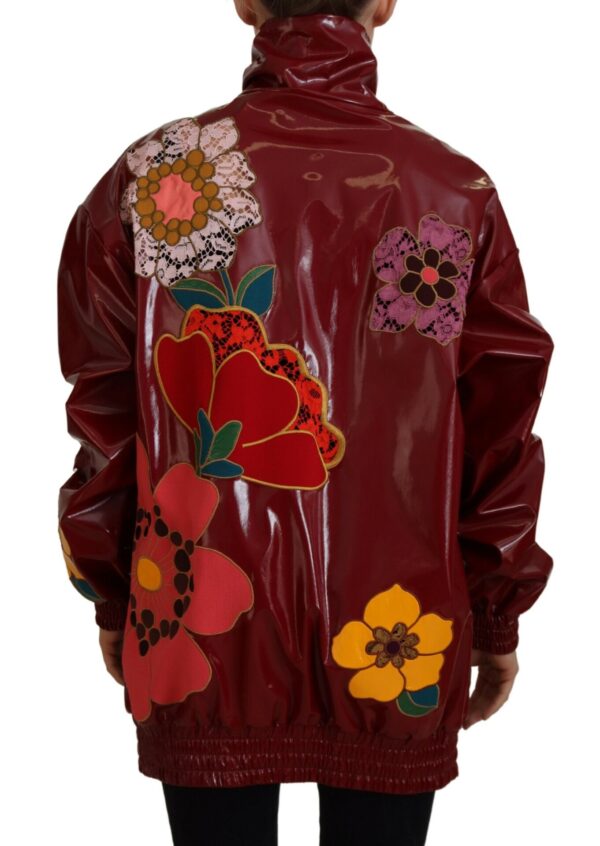 Dolce & Gabbana Maroon Floral Luxe Jacket - Image 3