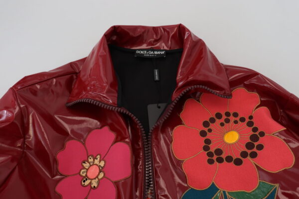 Dolce & Gabbana Maroon Floral Luxe Jacket - Image 6