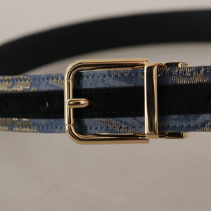 Dolce & Gabbana Elegant Navy Blue Leather Belt