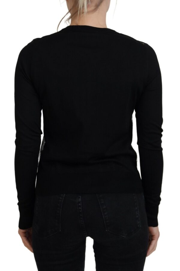 Dolce & Gabbana Elegant Black Floral Lace Cardigan Sweater - Image 3