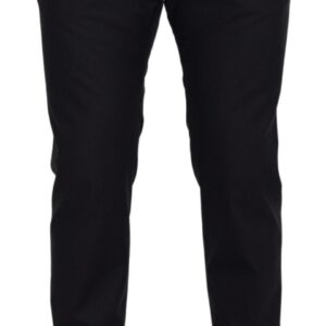 Dolce & Gabbana Elegant Dark Grey Wool Silk Pants