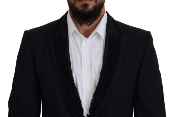 Dolce & Gabbana Elegant Black Silk-Lined Evening Blazer - Image 4