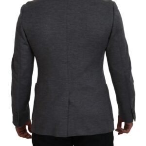 Dolce & Gabbana Elegant Gray Wool Blazer with Bee Crown Embroidery