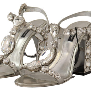 Dolce & Gabbana Crystal-Embellished Silver Leather Pumps