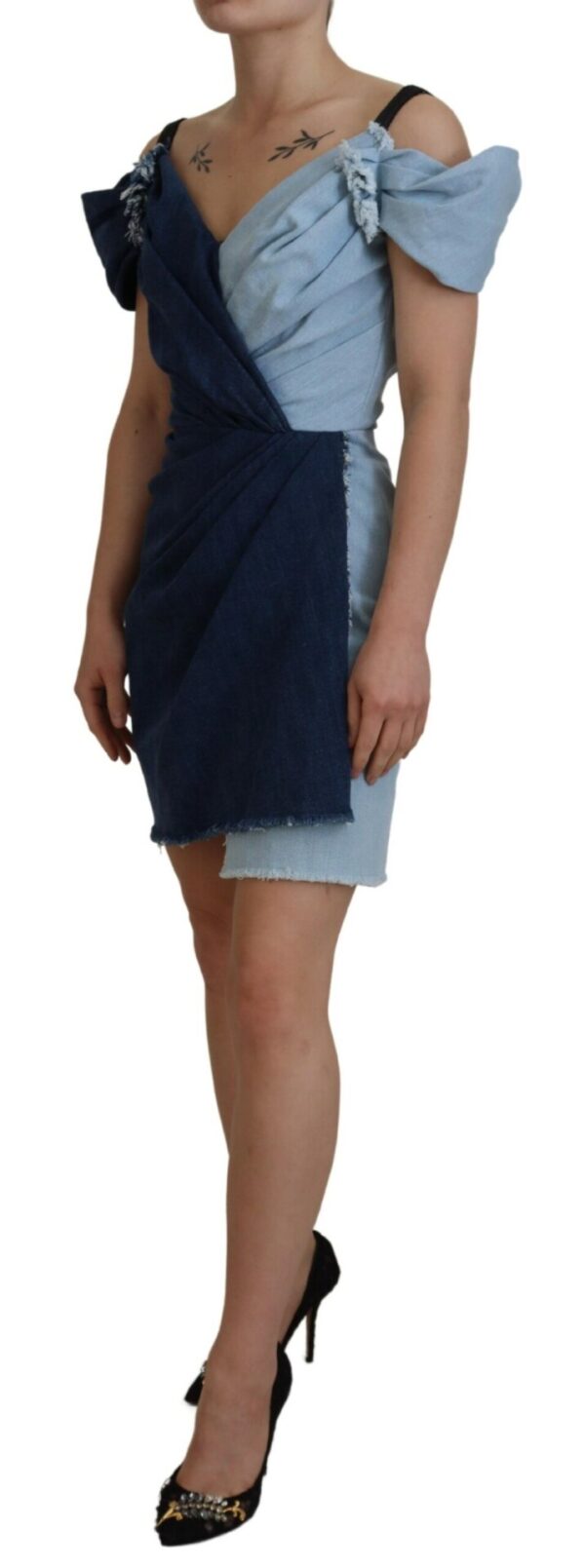 Dolce & Gabbana Chic Two Tone Denim Sheath Dress - Image 2