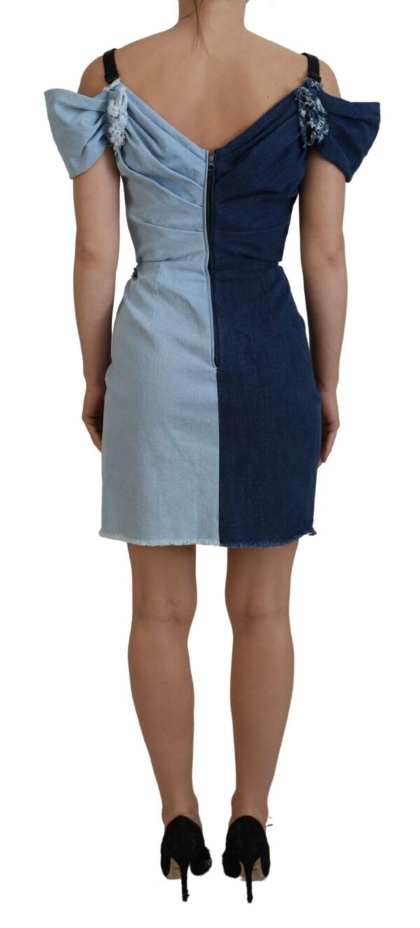 Dolce & Gabbana Chic Two Tone Denim Sheath Dress - Image 3