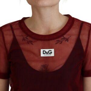 Dolce & Gabbana Maroon Mini Shift Dress – Italian Elegance