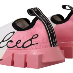 Dolce & Gabbana Elegant Sorrento Slip-On Sneakers in White & Pink