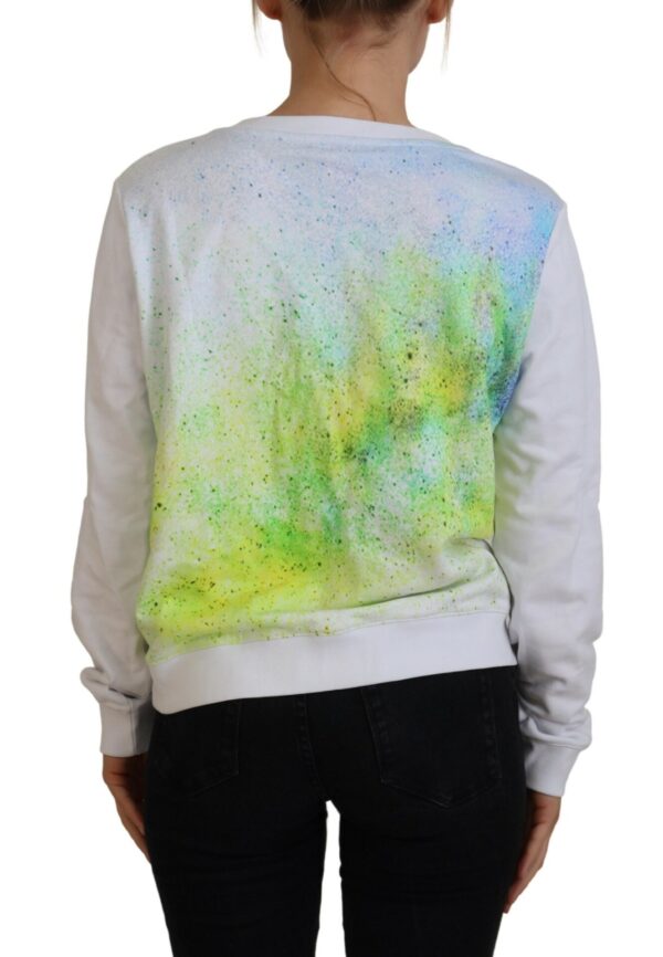 Versace Jeans Elegant White Graphic Crew Neck Sweater - Image 3