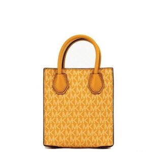 Michael Kors Mercer XS Honeycomb Gold Signature PVC North South Shopper Crossbody Bag