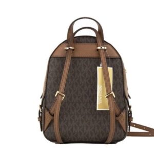 Michael Kors Jaycee mini XS Brown Signature PVC Zip Pocket Shoulder Backpack Bag