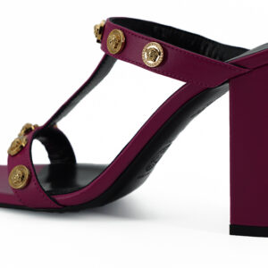 Versace Elegant Purple Calf Leather High Sandals