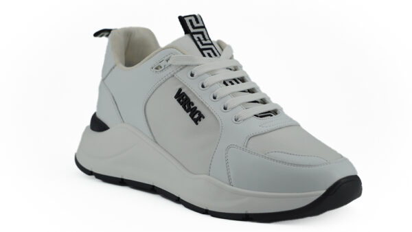 Versace Sleek White Calf Leather Sneakers - Image 2