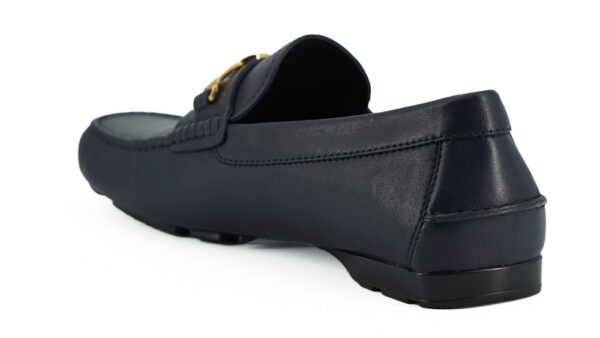 Versace Elegant Navy Blue Calf Leather Loafers - Image 3