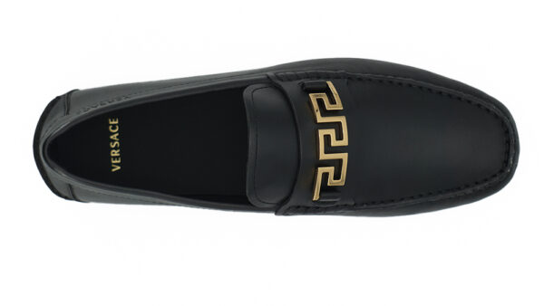 Versace Elegant Black Calf Leather Men's Loafers - Image 7