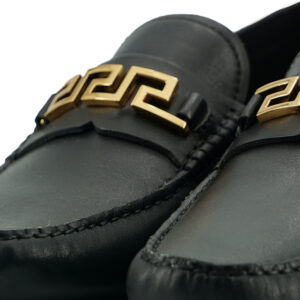 Versace Elegant Black Calf Leather Men’s Loafers