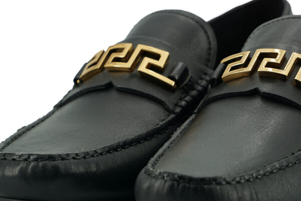 Versace Elegant Black Calf Leather Men's Loafers - Image 5