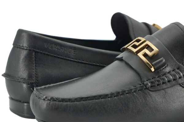 Versace Elegant Black Calf Leather Men's Loafers - Image 4