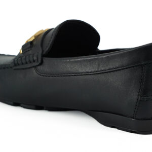 Versace Elegant Black Calf Leather Men’s Loafers