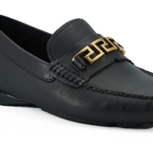 Versace Elegant Black Calf Leather Men’s Loafers