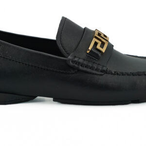 Versace Elegant Black Calf Leather Men’s Loafers