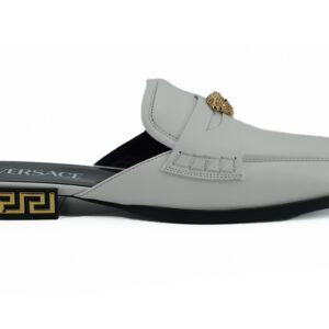 Versace Elegant White Leather Flat Slides