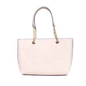 Michael Kors Jet Set Medium Powder Blush Leather Front Zip Chain Tote Bag Purse