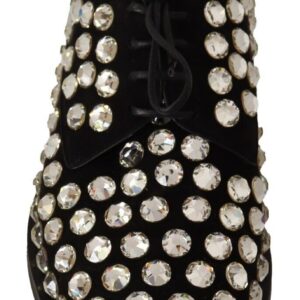 Dolce & Gabbana Elegant Crystal-Embellished Lace-Up Flats