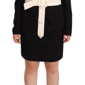 Givenchy Elegant Black Wool Mini Dress with Belt