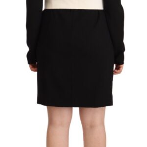 Givenchy Elegant Black Wool Mini Dress with Belt