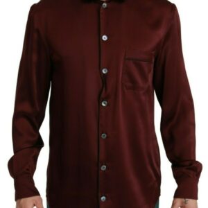 Dolce & Gabbana Bordeaux Silk Pajama-Inspired Shirt