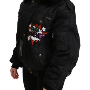 Dolce & Gabbana Elegant Black Bomber Jacket with Detachable Features