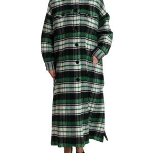 Dolce & Gabbana Elegant Green Plaid Long Coat