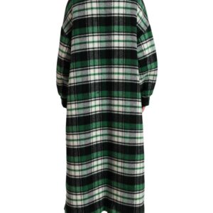 Dolce & Gabbana Elegant Green Plaid Long Coat