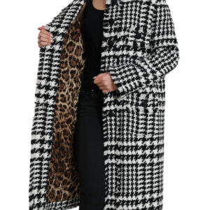 Dolce & Gabbana Elegant Houndstooth Long Trench Coat