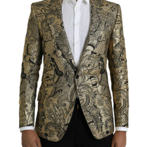 Dolce & Gabbana Gold SICILIA Jacquard Single Breasted Coat Blazer