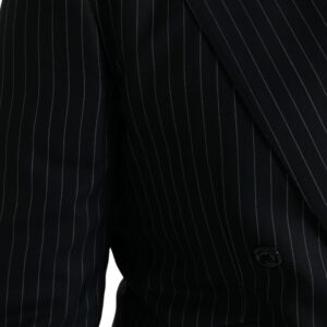 Dolce & Gabbana Black Stripe SICILIA Double Breasted Coat Blazer