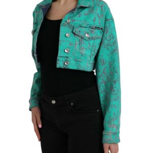 Dolce & Gabbana Green Cotton Tie Dye Cropped Cropped Denim Jacket